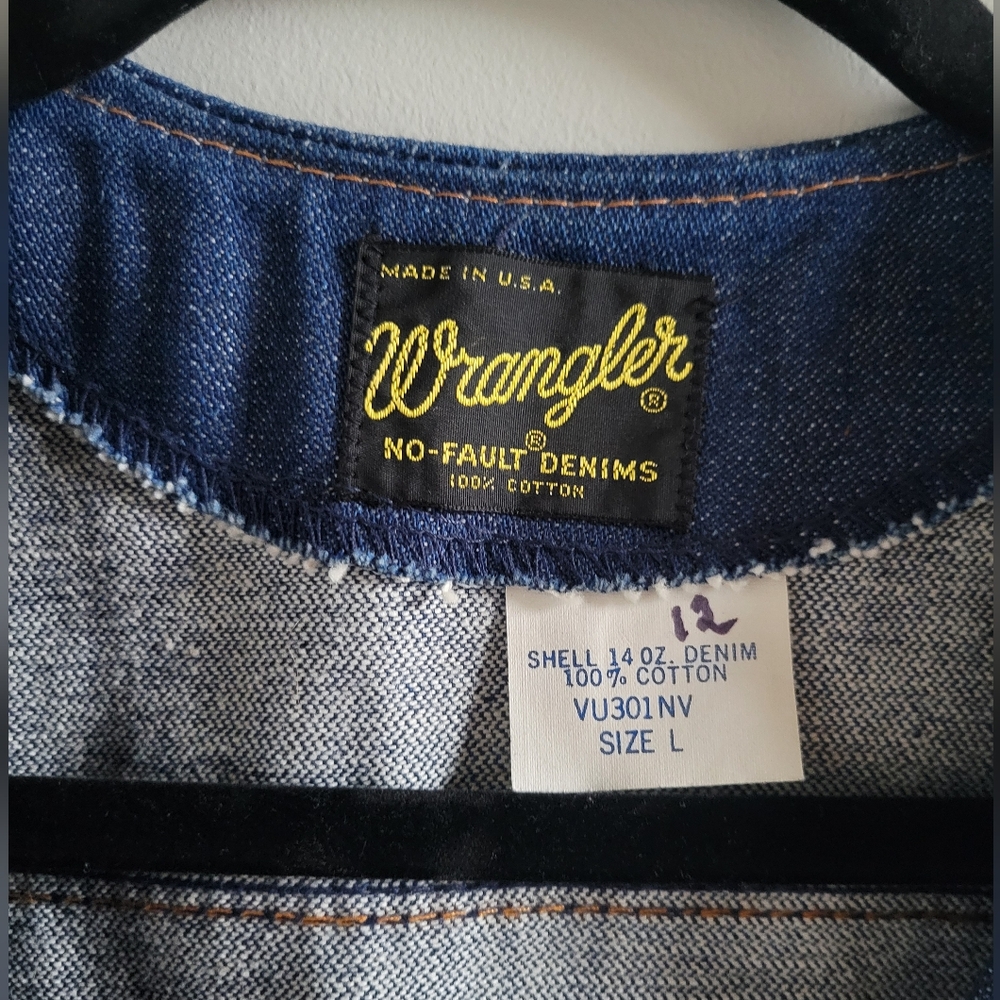 Vintage 70s Wrangler 100% Cotton Denim Vest Size Large (Unisex) - Picture 4 of 8